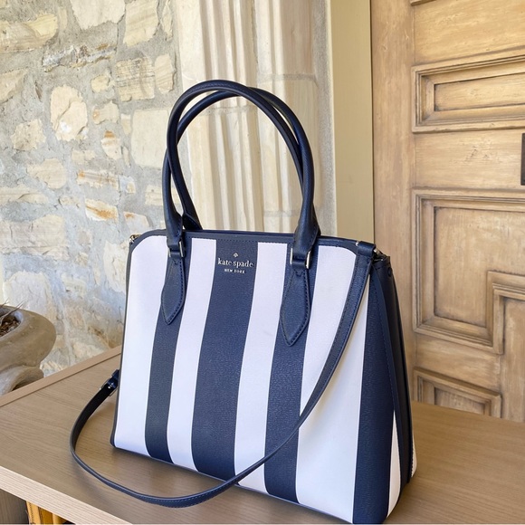 Kate spade Darcy Stripe large satchel handbag crossbody bag - Picture 6 of 6